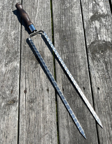 1 Pcs Heavy-duty Lula Kebab Double Skewers (Wooden Handle)