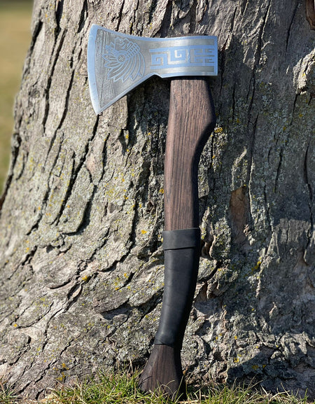 Heavy-duty AX Indian with wooden handle and leather wrap