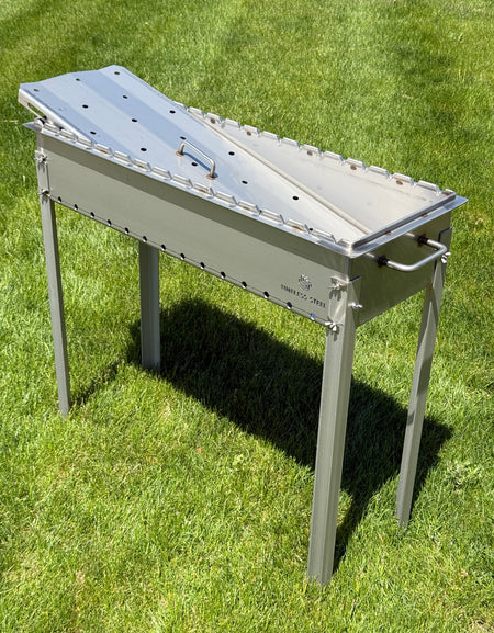 Large heavy-duty STAINLESS Steel BBQ Grill / MANGAL for 15 skewers