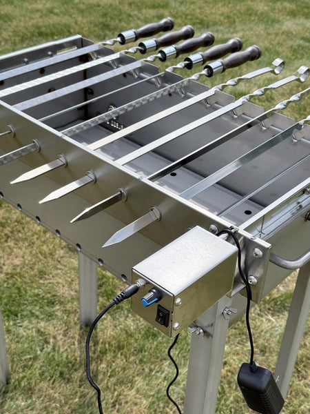 Heavy-Duty Stainless Steel Electric Skewer Rotisserie for 10 Skewers