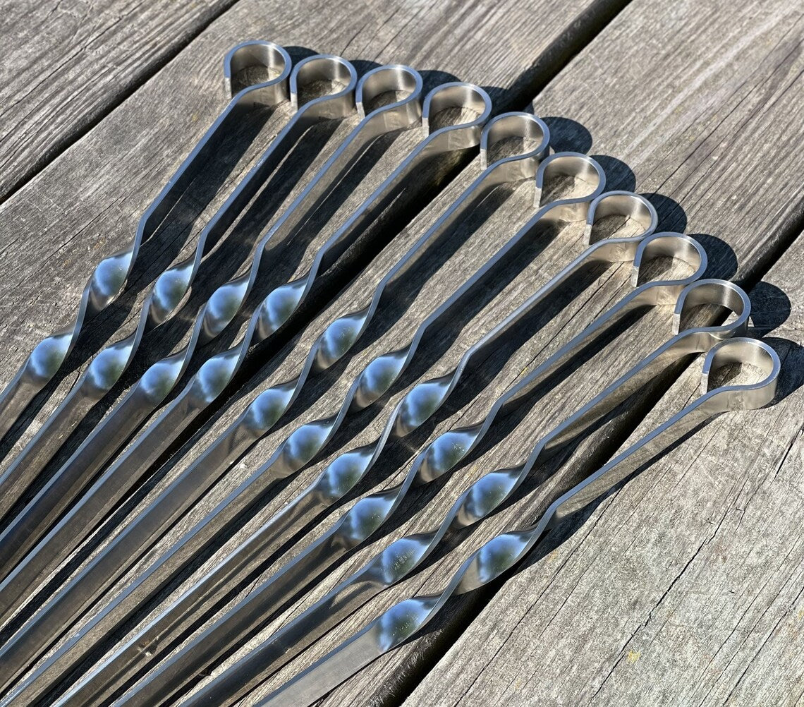 10 Pcs Heavy-duty Stainless Steel Lula Kebab Skewers