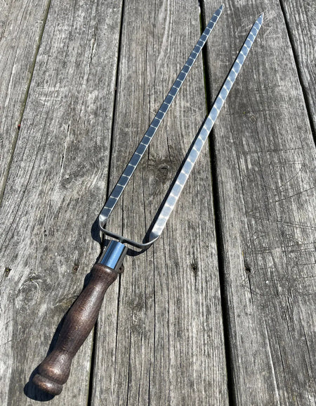 1 Pcs Heavy-duty Lula Kebab Double Skewers (Wooden Handle)