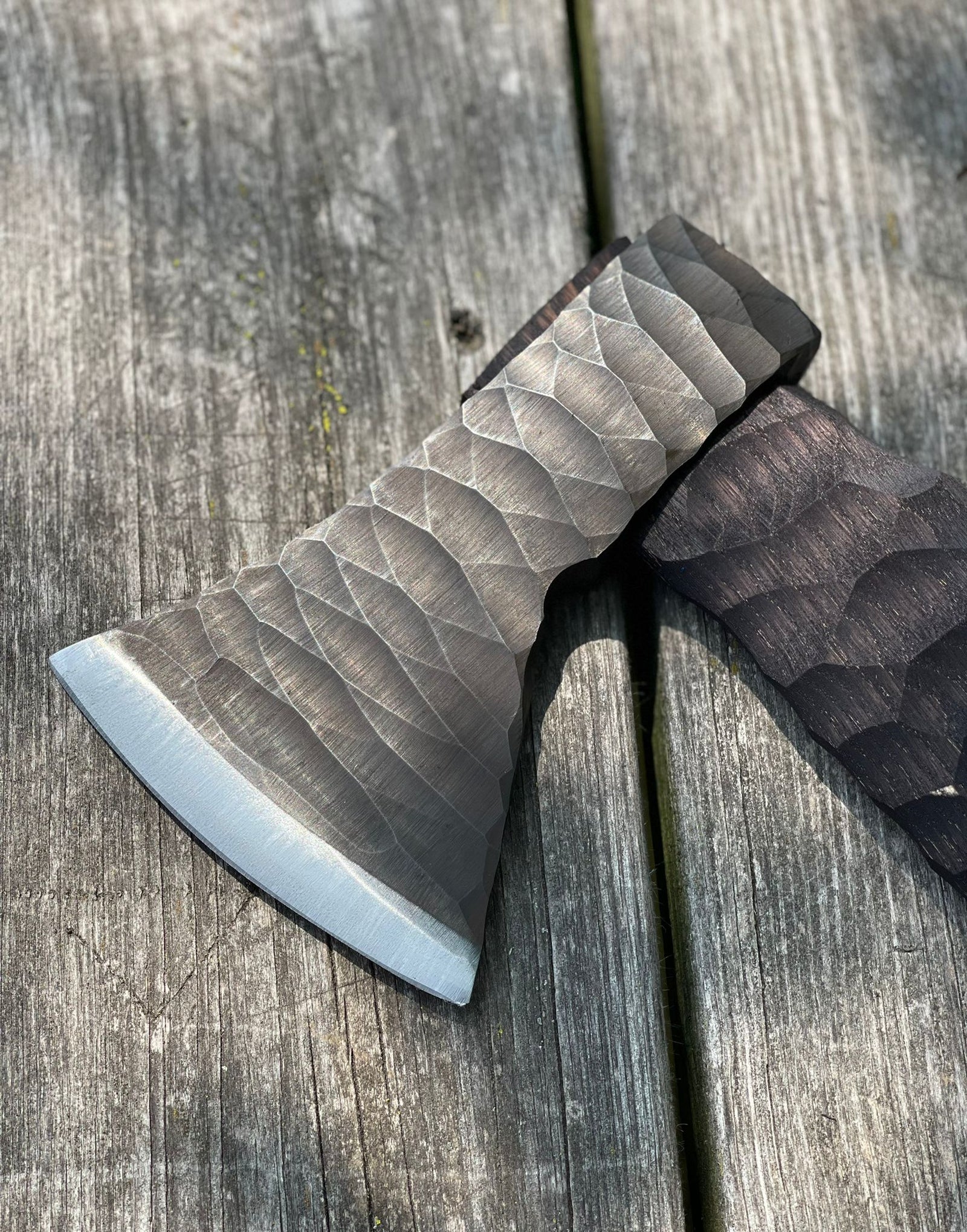 Heavy-duty AX Rock with wooden handle and leather wrap