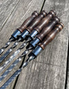 5 Pcs Heavy-duty Stainless Steel Lula Kebab Skewers (Wooden Handle)