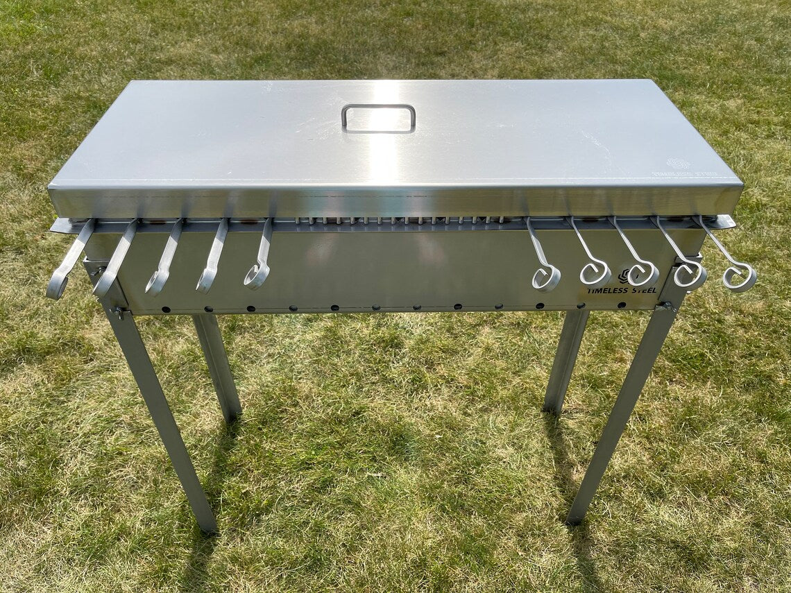Large Stainless Steel Lid for BBQ Grill / Large MANGAL for 15 skewers