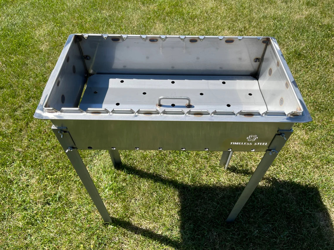 Heavy-duty STAINLESS Steel BBQ Grill / MANGAL for 10 skewers