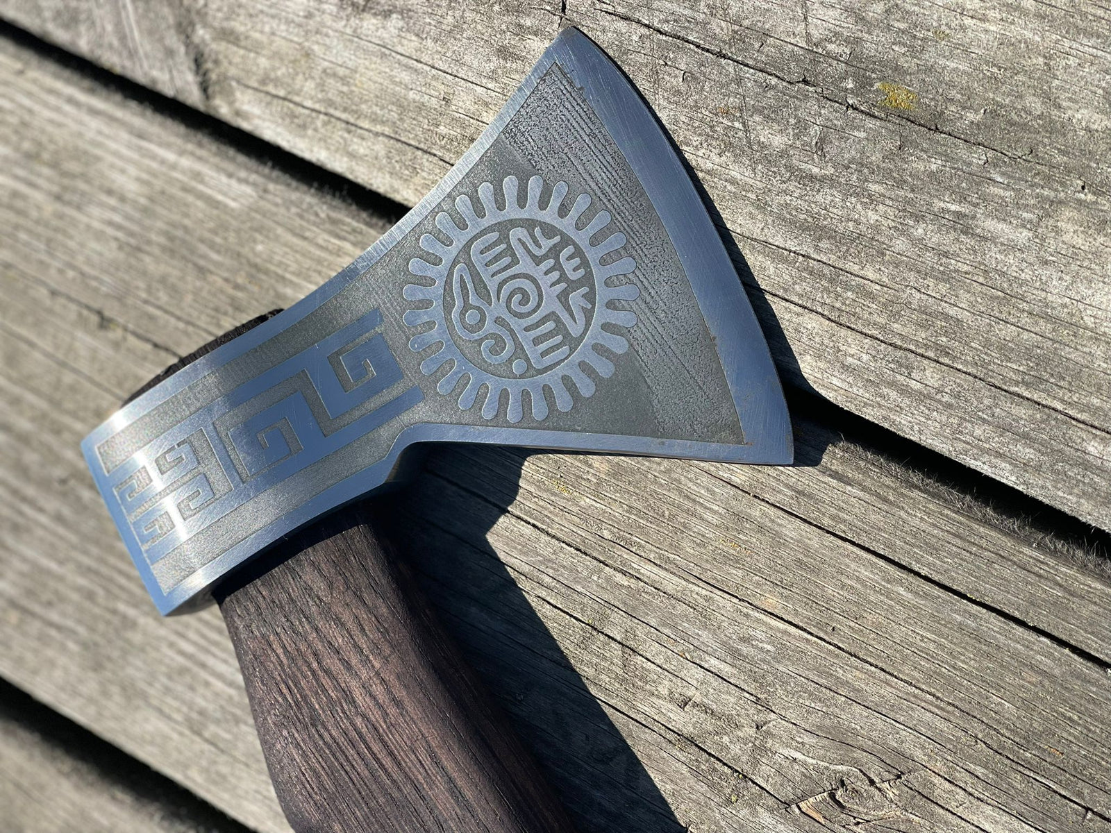 Heavy-duty AX Indian with wooden handle and leather wrap
