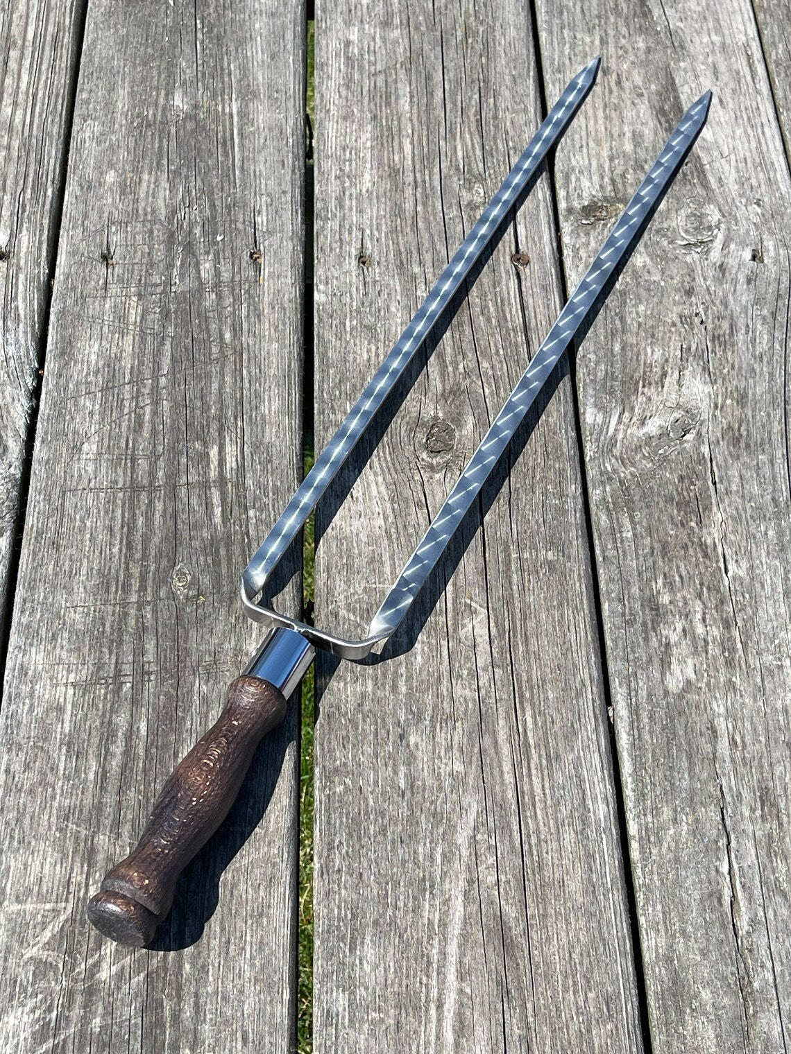 1 Pcs Heavy-duty Lula Kebab Double Skewers (Wooden Handle)