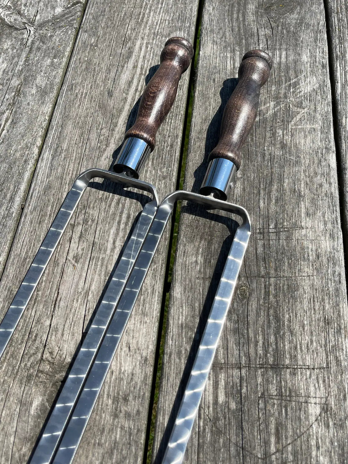 1 Pcs Heavy-duty Lula Kebab Double Skewers (Wooden Handle)