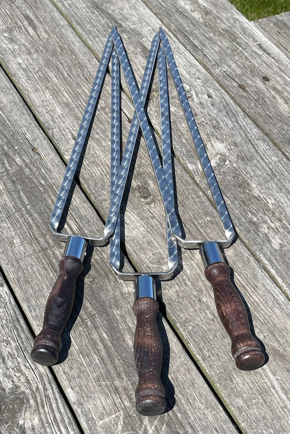 1 Pcs Heavy-duty Lula Kebab Double Skewers (Wooden Handle)