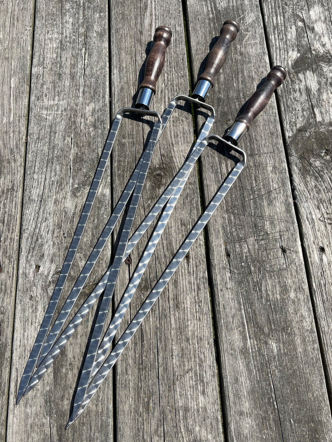 1 Pcs Heavy-duty Lula Kebab Double Skewers (Wooden Handle)