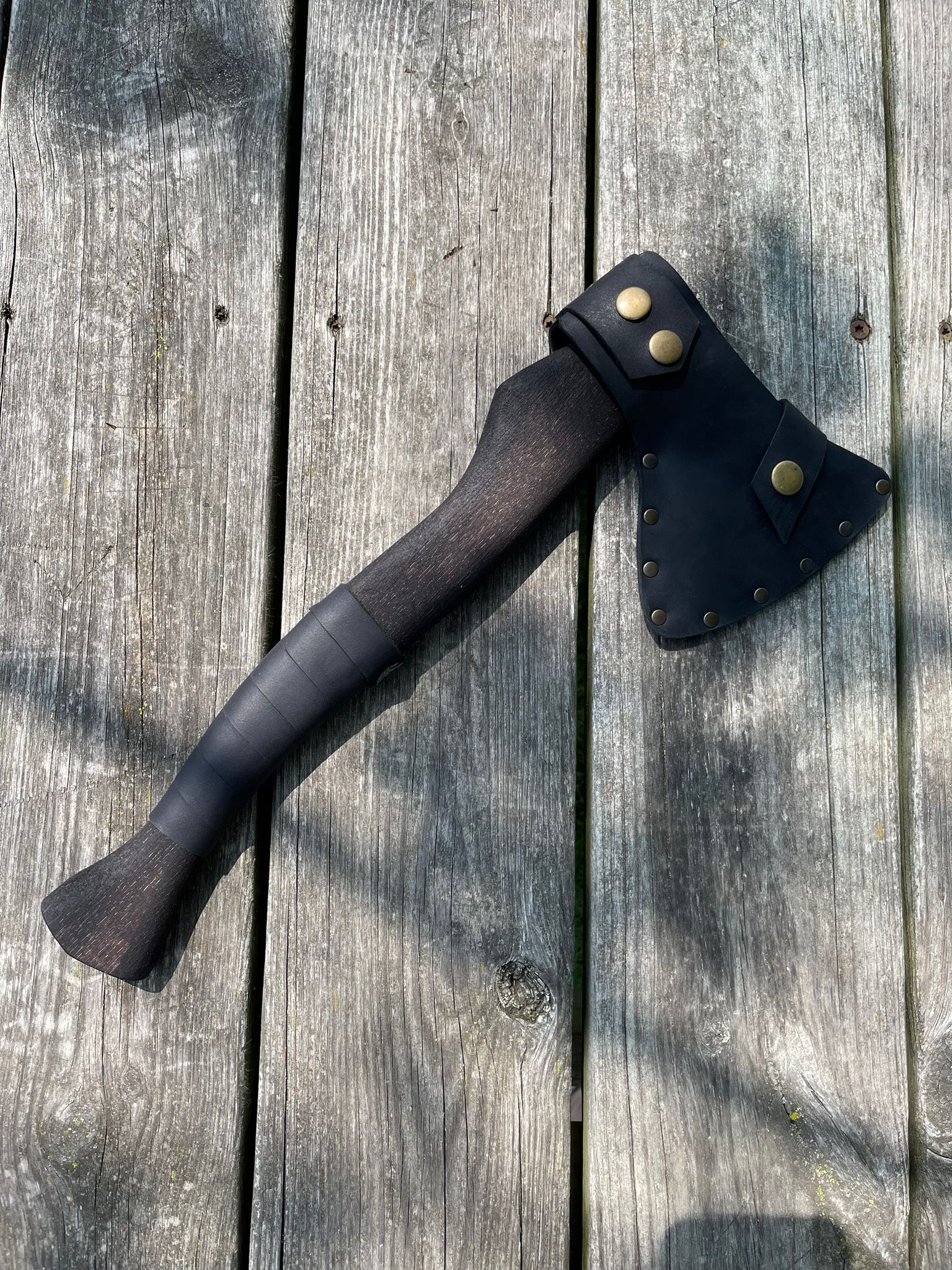 Heavy-duty AX Слава ЗСУ / Glory to the Armed Forces of Ukraine with wooden handle and leather wrap