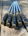 5 Pcs Heavy-duty Stainless Steel Lula Kebab Skewers (Wooden Handle with Ukrainian Tryzub Emblem)