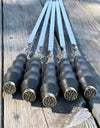 5 Pcs Heavy-duty Stainless Steel Lula Kebab Skewers (Wooden Handle with Ukrainian Tryzub Emblem)