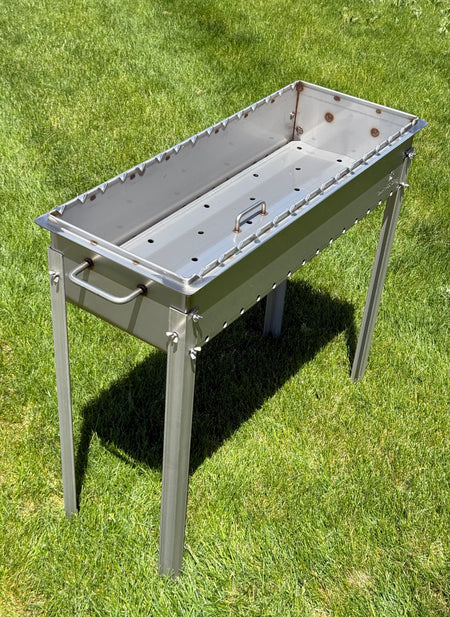 Large heavy-duty STAINLESS Steel BBQ Grill / MANGAL for 15 skewers