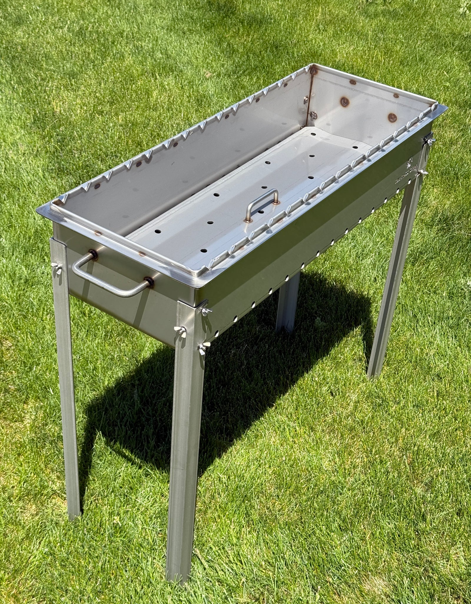Large heavy-duty STAINLESS Steel BBQ Grill / MANGAL for 15 skewers