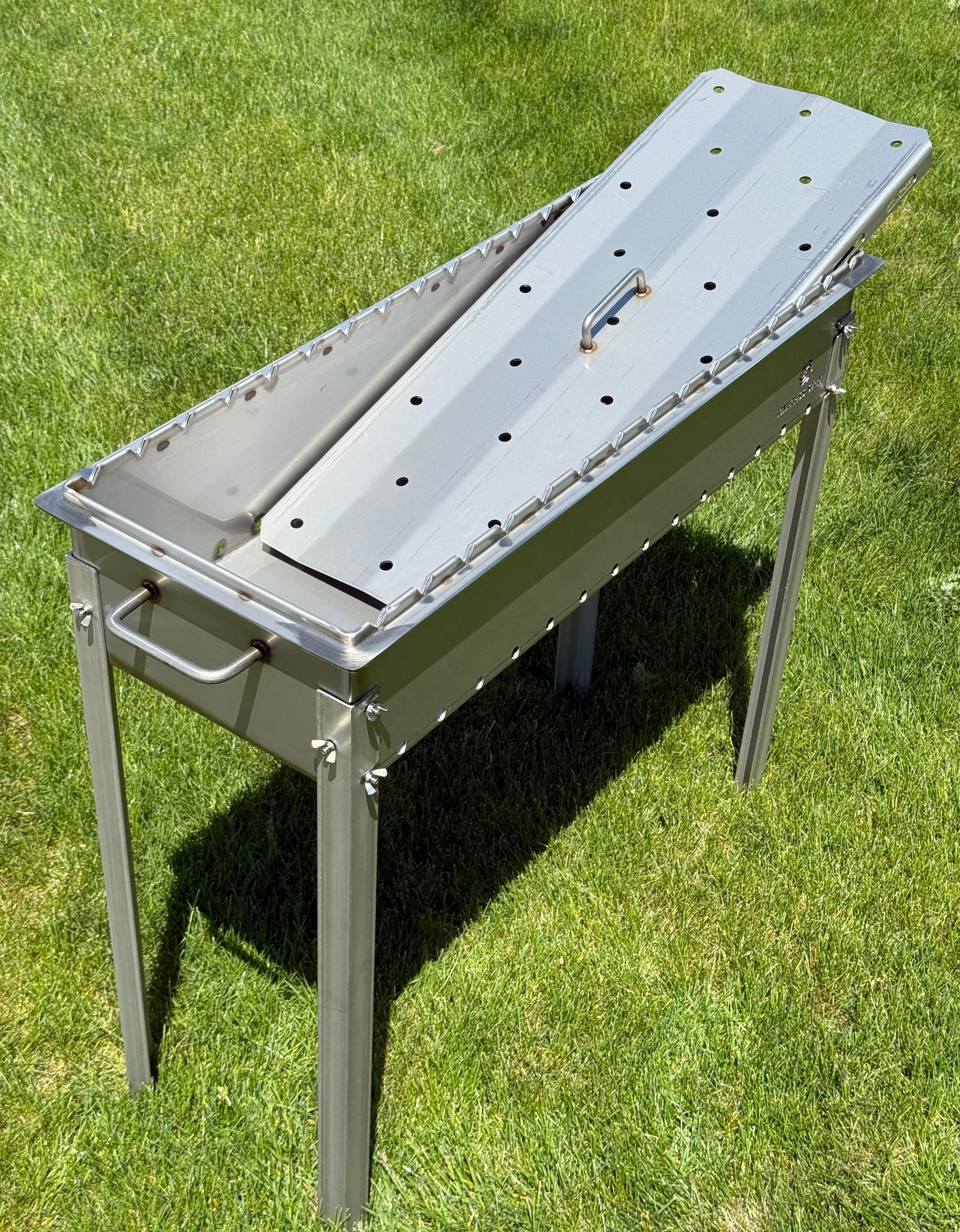 Large heavy-duty STAINLESS Steel BBQ Grill / MANGAL for 15 skewers