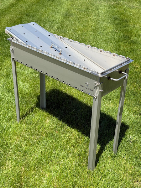 Large heavy-duty STAINLESS Steel BBQ Grill / MANGAL for 15 skewers