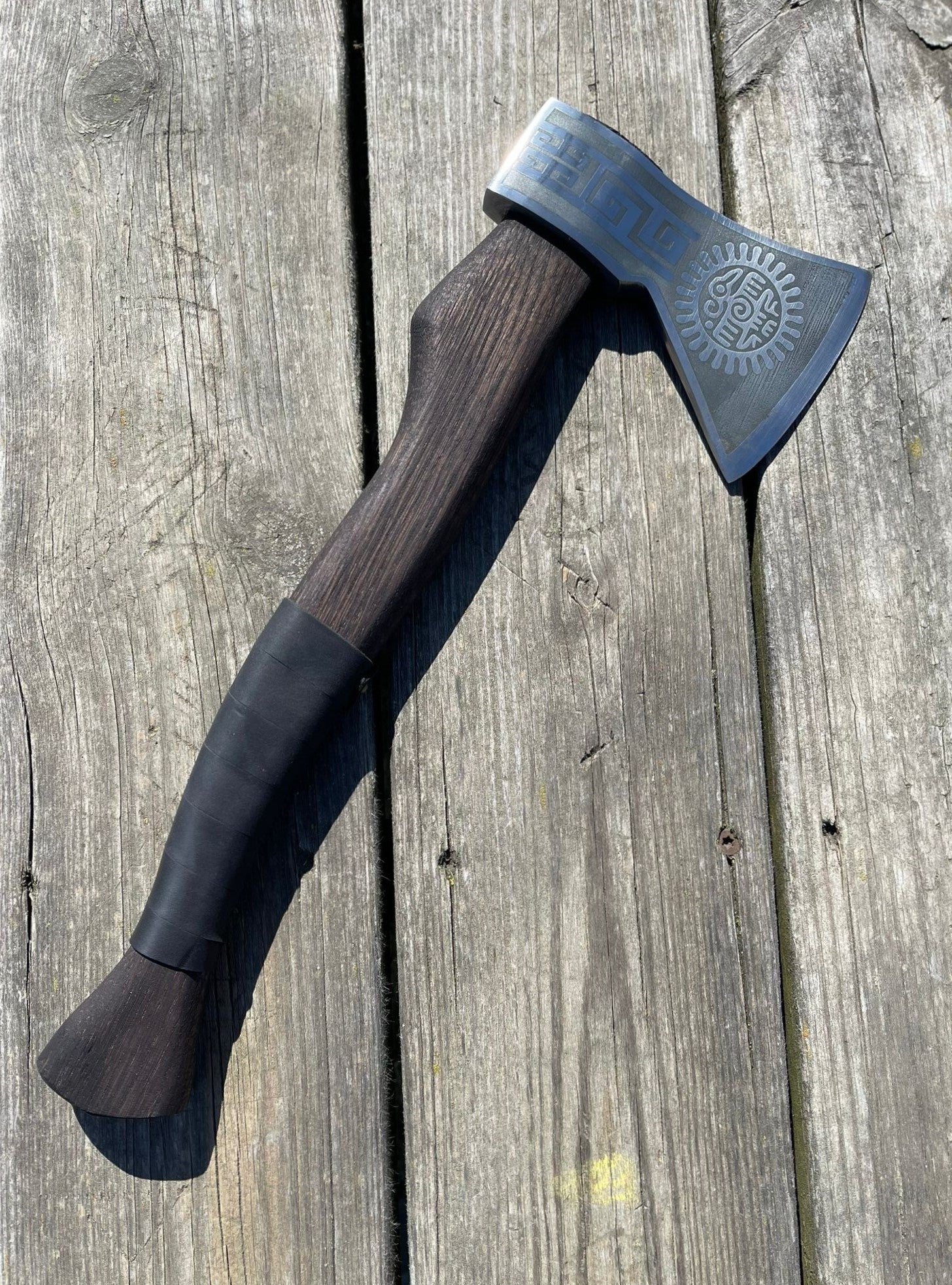 Heavy-duty AX Indian with wooden handle and leather wrap