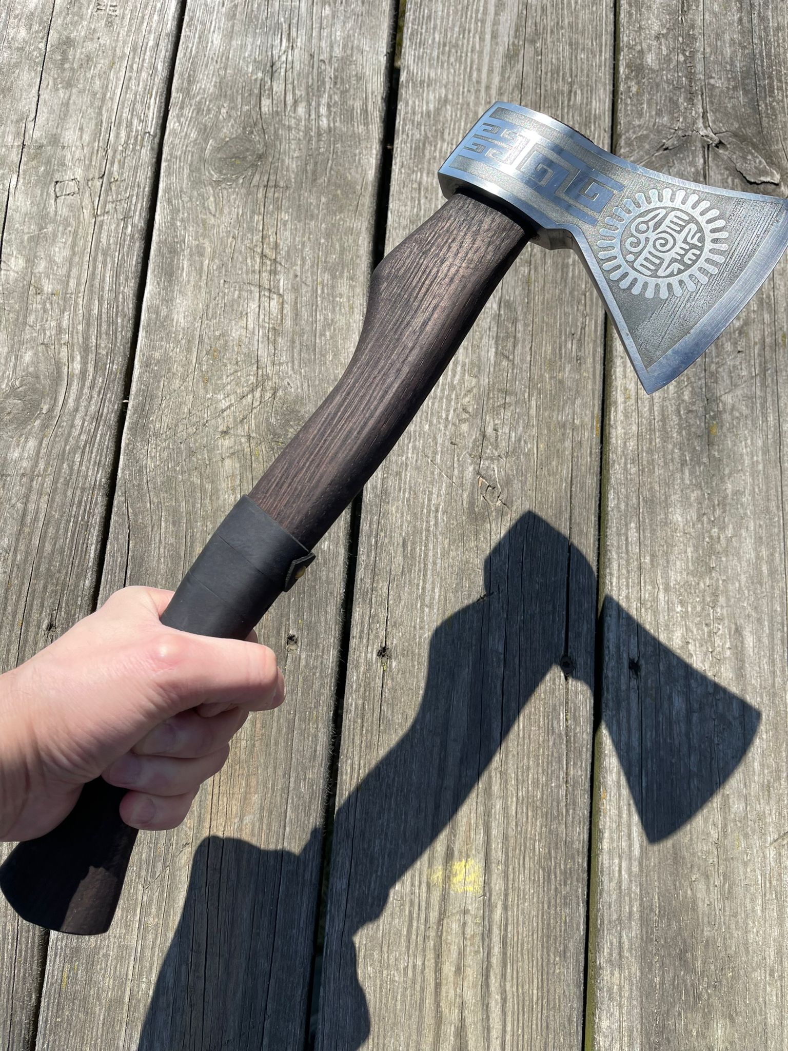 Heavy-duty AX Indian with wooden handle and leather wrap
