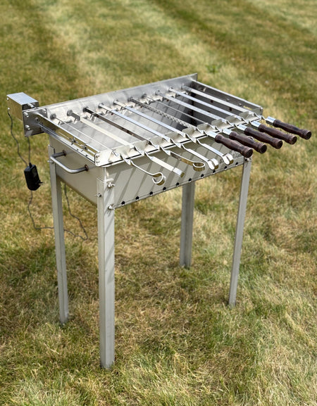 Heavy Duty Stainless Steel Electric Skewer Rotisserie – Automatic 10 Skewer Rotating Grill / Mangal